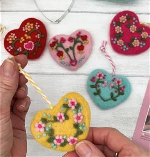 Felt heart ornaments